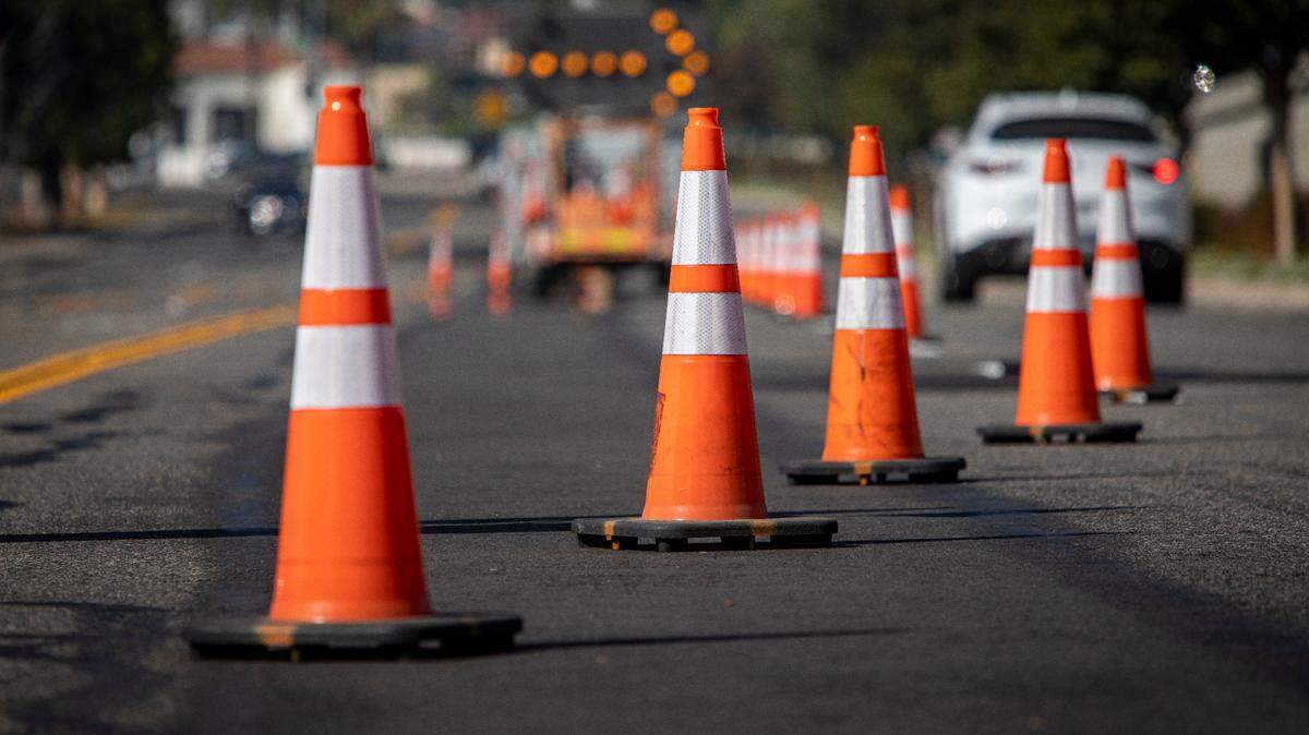 A stock photo of traffic cones.