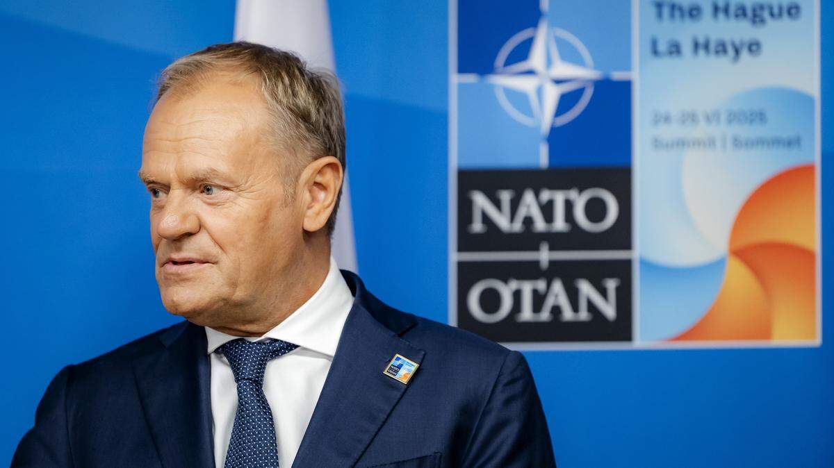 DEN HAAG - Prime Minister Donald Tusk of Poland prior to a meeting with Ukrainian President Volodymyr Zelensky and the other heads of government, during the final meeting of the NATO summit. The Netherlands, for the first time in NATO's history of existence, hosted a NATO summit. ANP SEM VAN DER WAL netherlands out - belgium out(Photo by Sem van der Wal/ANP/Sipa USA)