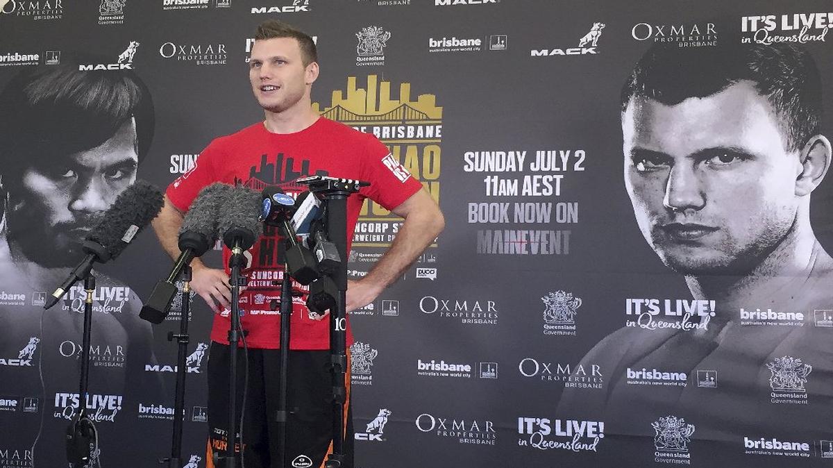 Jeff Horn habla con la prensa en un gimnasio en Brisbane, Australia, el 26 de junio de 2017. 
