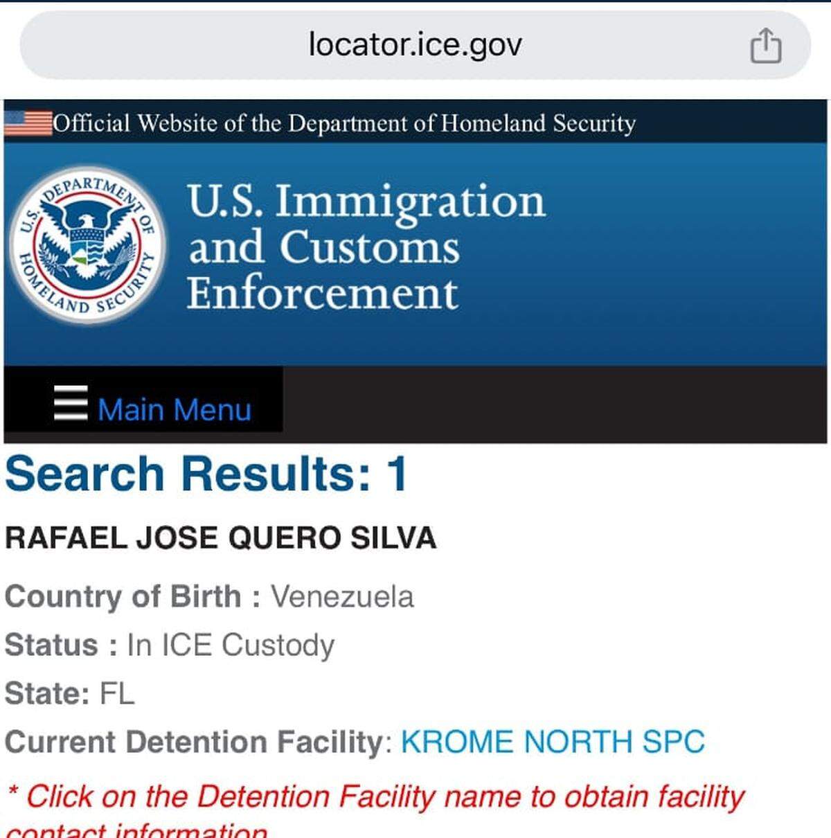 Las autoridades de Inmigración de Estados Unidos detuvieron a un ex jefe militar venezolano denunciado por supuestamente reprimir y torturar a estudiantes y mujeres en Venezuela.