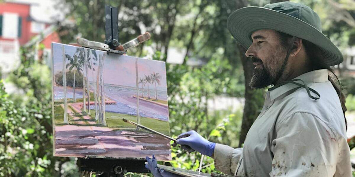 Encuentros de pintura al aire libre con el artista Andrés Cabrera-García en Deering Estate.