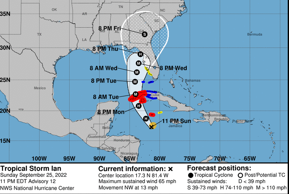 Una vigilancia de tormenta tropical se emitió para los Cayos de la Florida este domingo por Ian que amenaza con convertirse en un poderoso huracán de categoría mayor. 