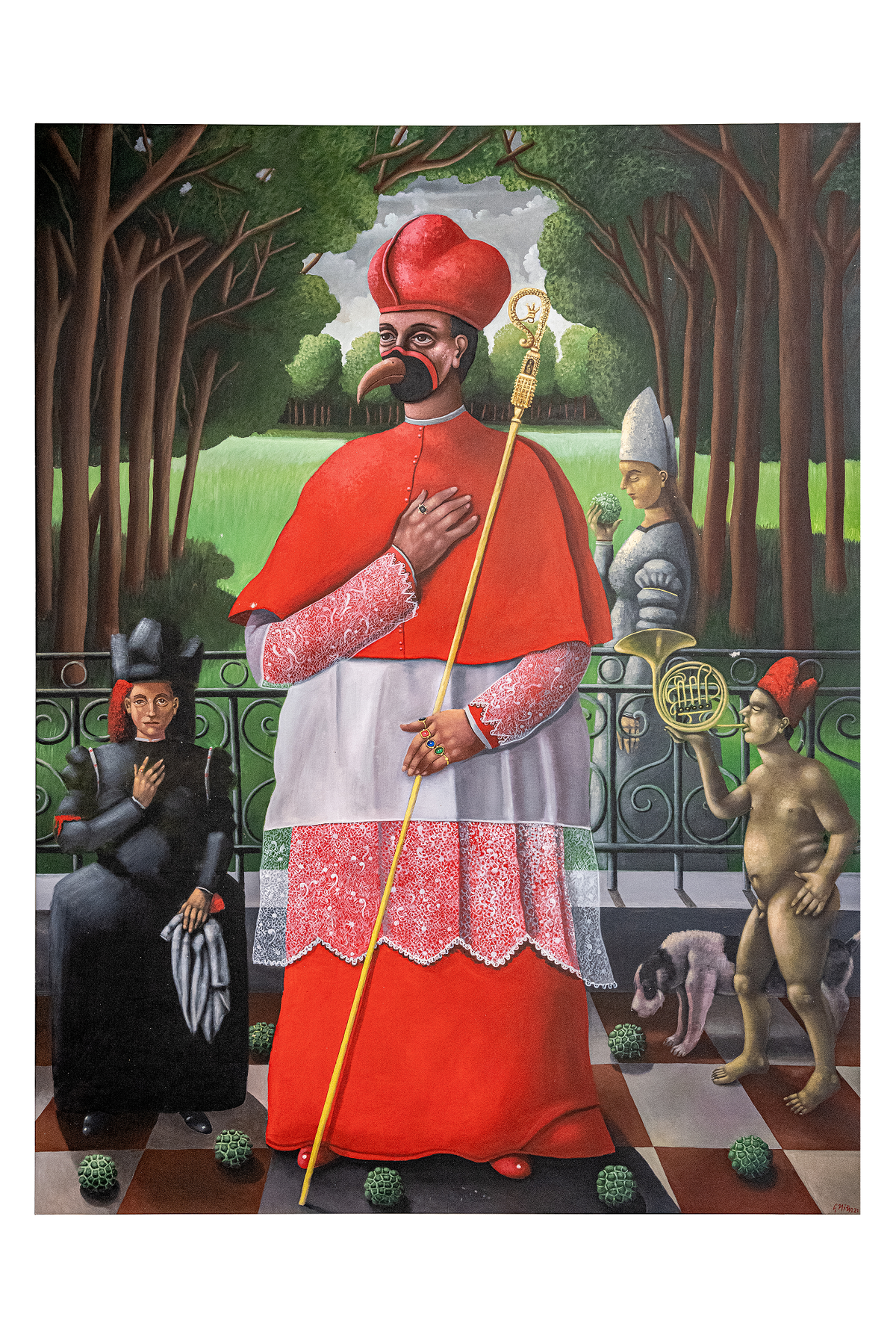 ‘Gran cardenal’, 2021, acrílico sobre lienzo, 157.4 x 118.1 pulgadas.