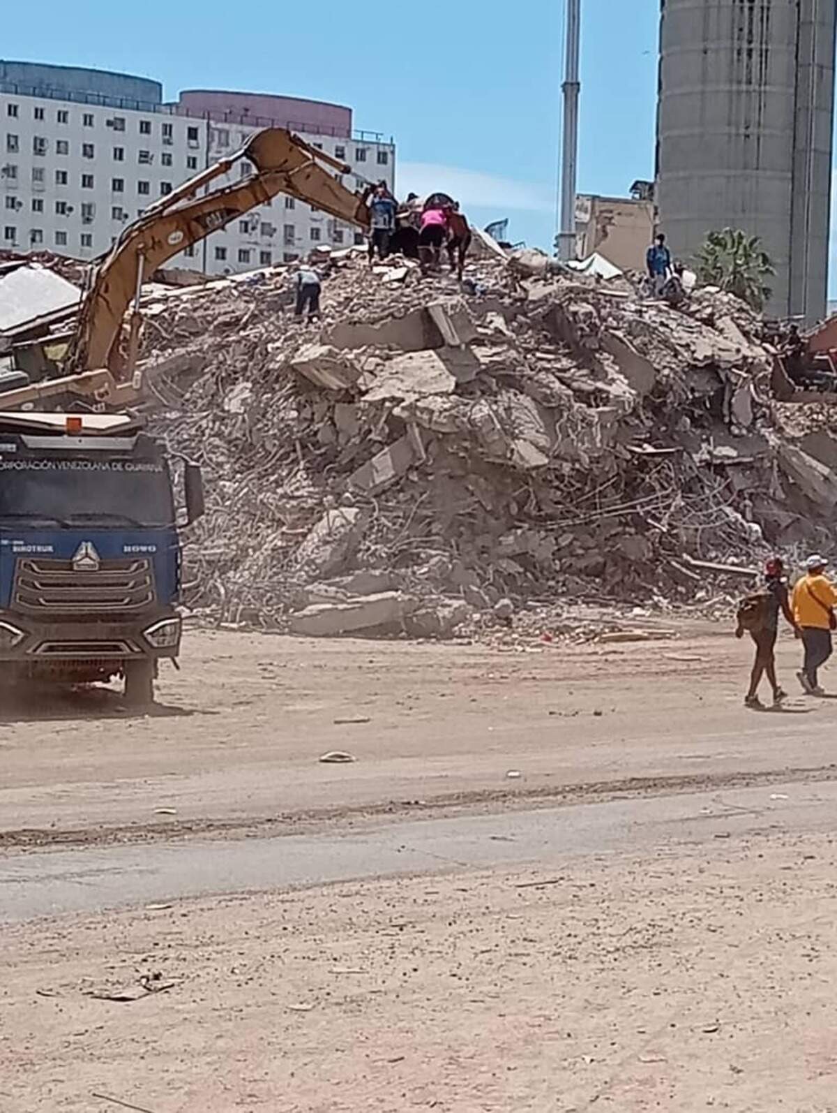 The site where the building collapsed, trapping 9-year-old Xavier Lovera Santander, after the earthquakes that struck Venezuela on June 24, 2026.