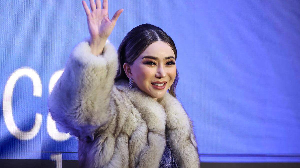 SAN SALVADOR, EL SALVADOR - NOVEMBER 18: Anne Jakkaphong waves after the the 72nd Miss Universe Competition at Gimnasio Nacional JosÃ© Adolfo Pineda on November 18, 2023 in San Salvador, El Salvador. (Photo by Hector Vivas/Getty Images)