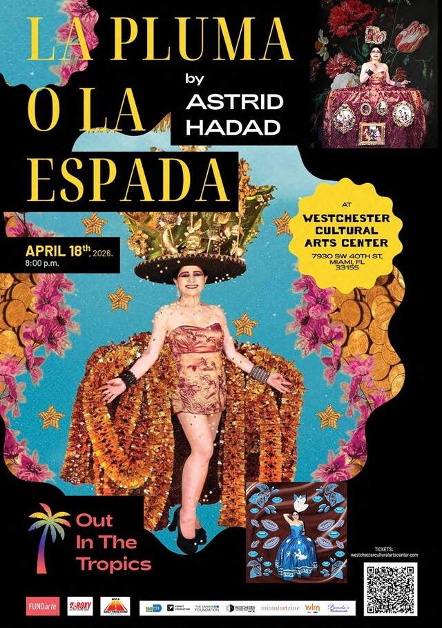Imagen promocional de “La pluma y la espada”, de Astrid Hadad, en el Westchester Cultural Arts Center