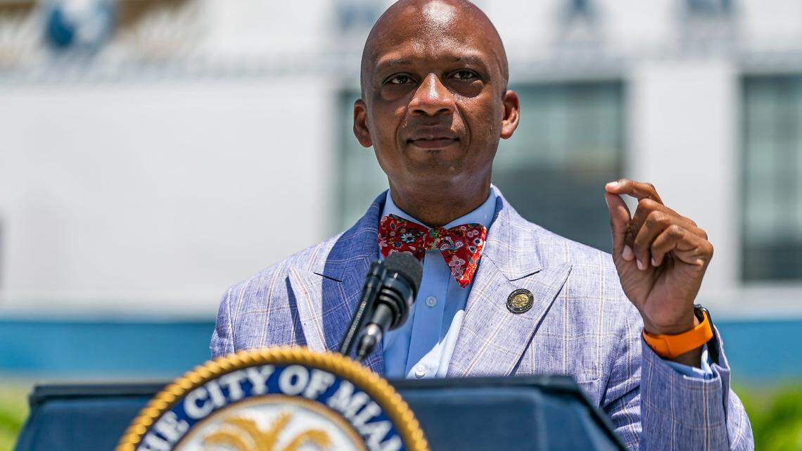 Miami-Dade Commissioner Oliver Gilbert, in a June 2020 file photo at a city of Miami event, has a plan to expand the county’s transit zoning area but is facing opposition from city leaders.