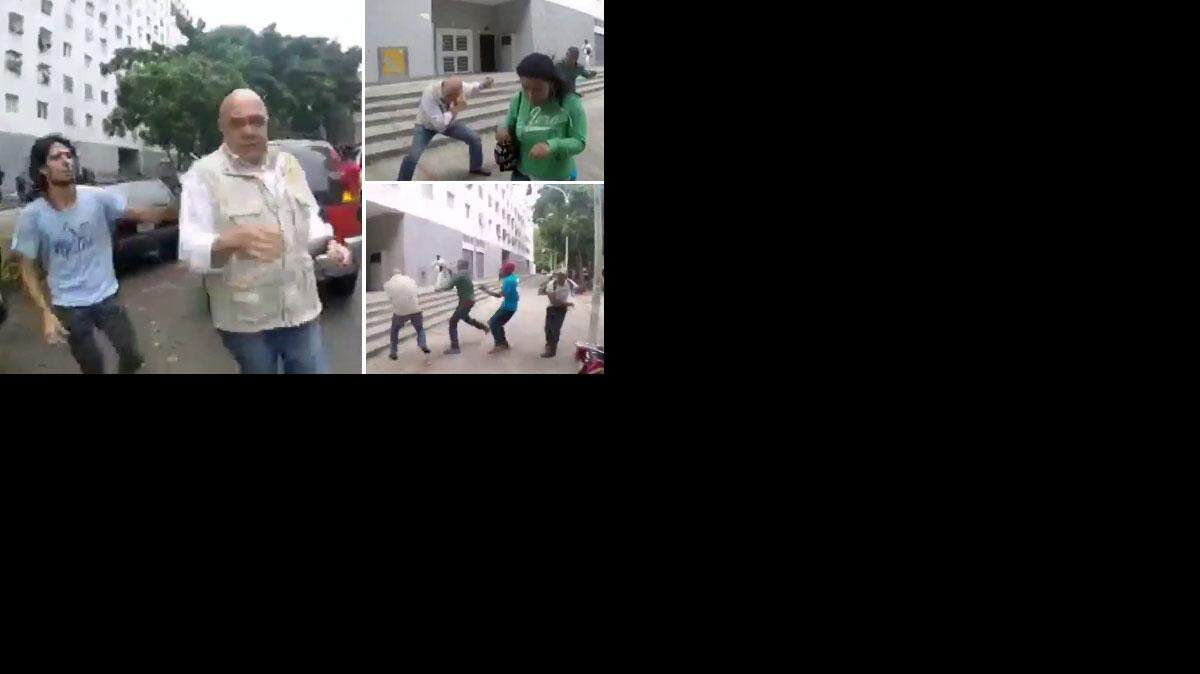 En un video se observa como Torrealba es atacado con piedras y golpes por parte de media docena de hombres. Twitter