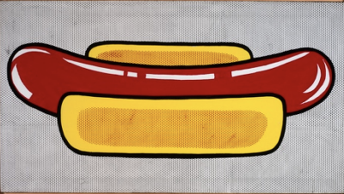 ‘Hot Dog’, 1963, de Roy Lichtenstein. Óleo y magna sobre lienzo, en The Warehouse (Margulies Collection).