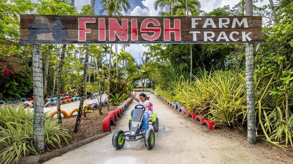 Nelson Rosa conduce un vehículo todoterreno (ATV) en El Toro Loco Ranch.