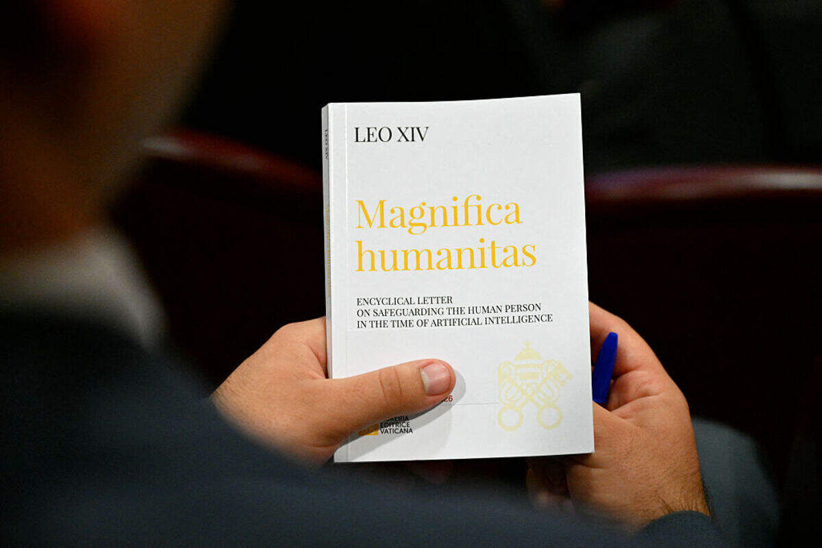 La encíclica “Magnifica Humanitas” se centró en el auge de la inteligencia artificial, el día de su promulgación por el Papa León XIV, en el Vaticano, el 25 de mayo de 2026.