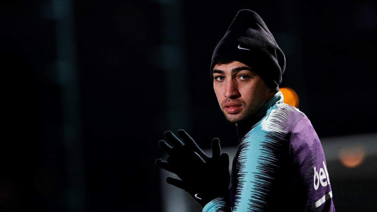 El delantero del Barcelona Munir El Haddadi durante un entrenamiento con el equipo azulgrana el 9 de enero de 2019.