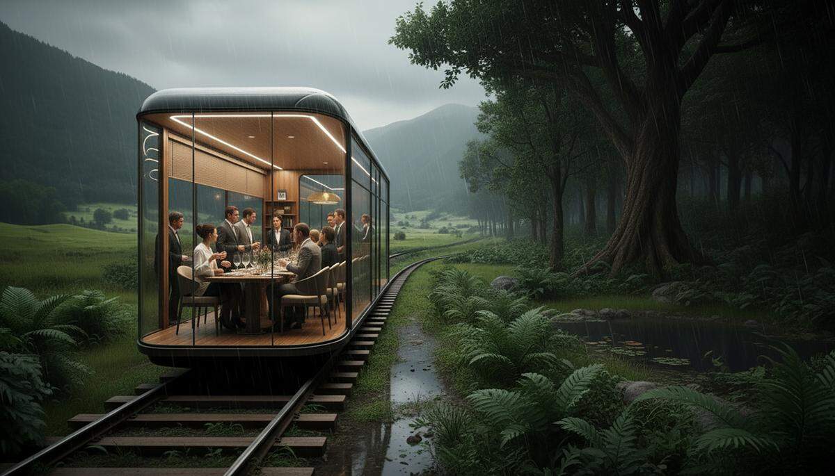 Las habitaciones móviles podrán transformarse en pequeños restaurantes, para disfrutar de una experiencia gastronómica a bordo. 