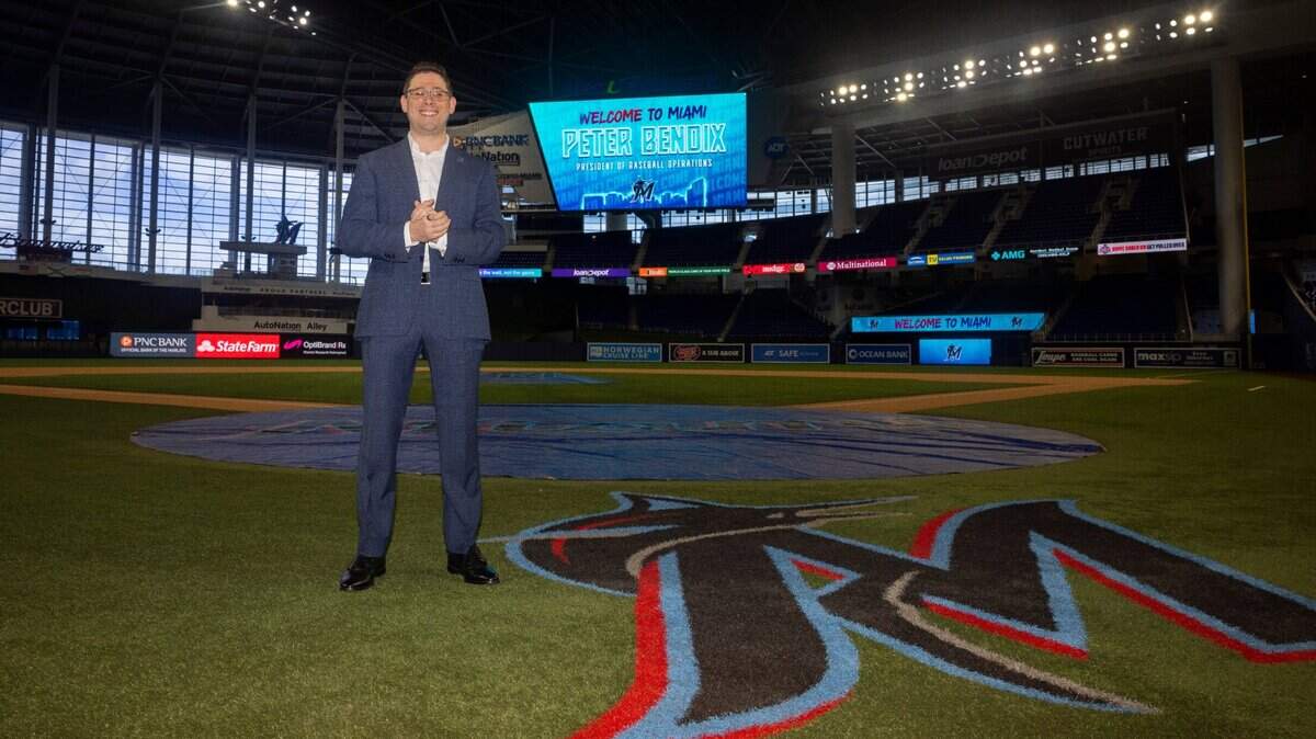 Peter Bendix fue presentado de manera oficial como nuevo presidente de operaciones de béisbol de los Marlins, este lunes 13 de noviembre de 2023 en el loanDepot park de la Pequeña Habana en Miami.