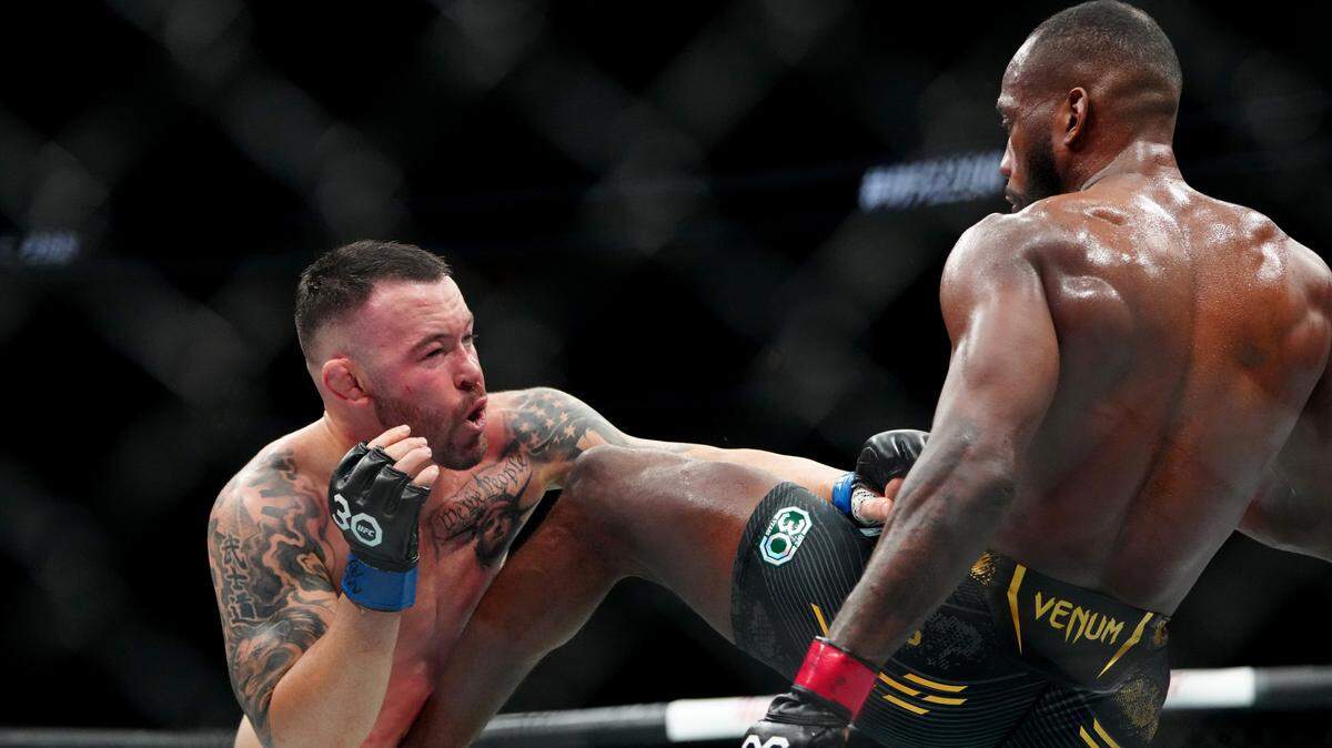 Leon Edwards (der.) derrotó por decisión unánime a Colby Covington en la UFC 296, celebrada el 16 de diciembre de 2023 en la T-Mobile Arena de Las Vegas.