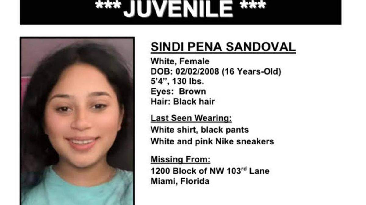 La policía del Condado Miami-Dade está pidiendo la ayuda del público para tratar de encontrar a Sindi Pena Sandoval, una adolescente que desapareció hace casi dos meses.