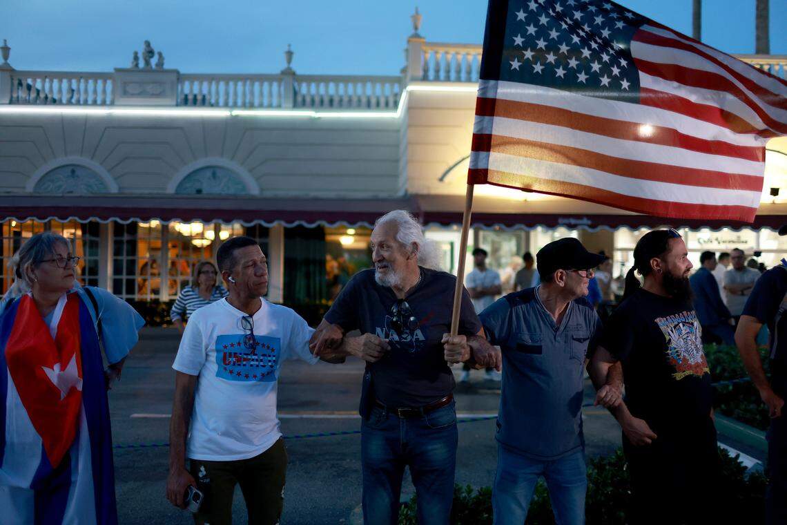 In this file photo, Cubans in Miami  show their support for abnti-government prostests in Cuba on March 18, 2024.