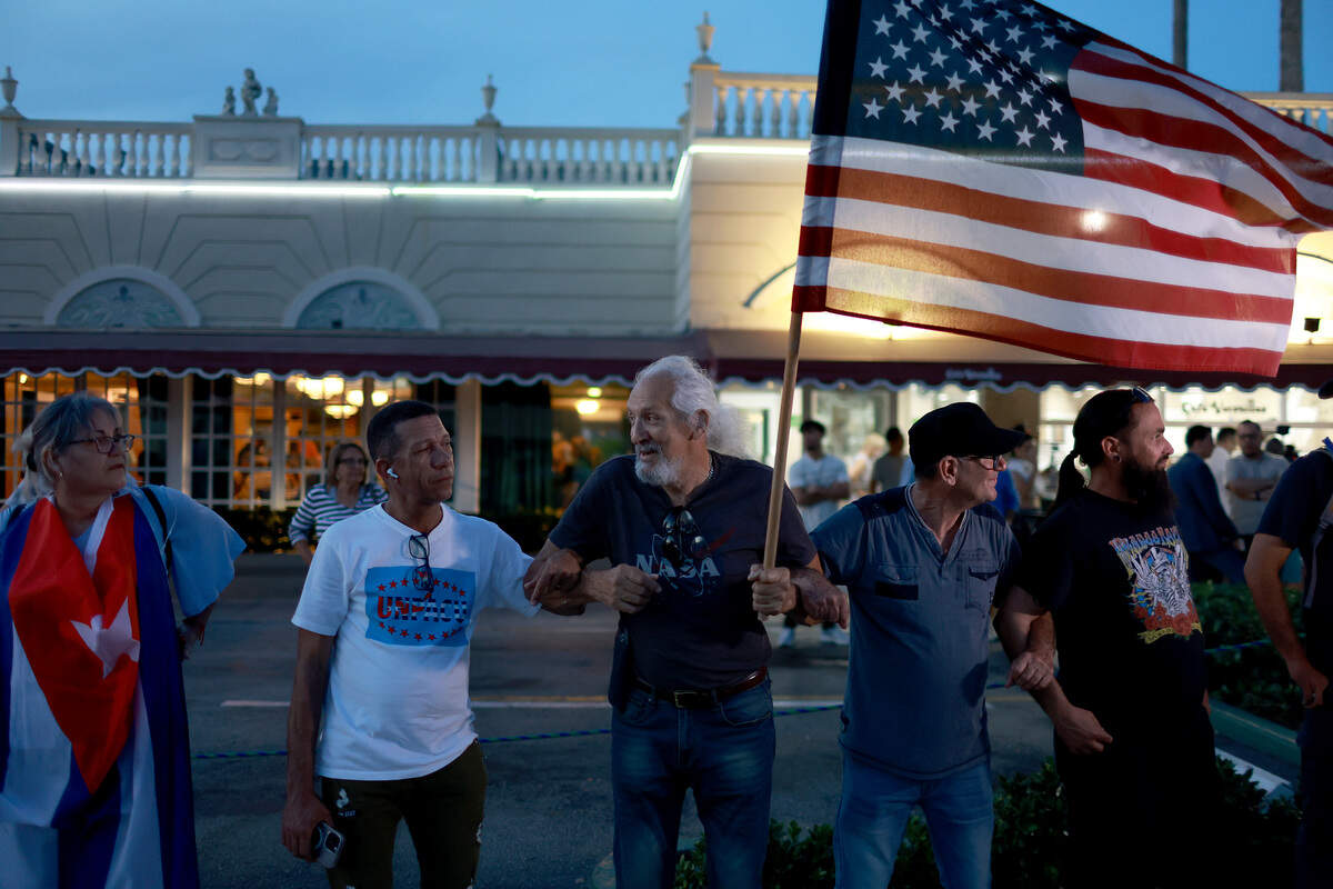 In this file photo, Cubans in Miami  show their support for abnti-government prostests in Cuba on March 18, 2024.