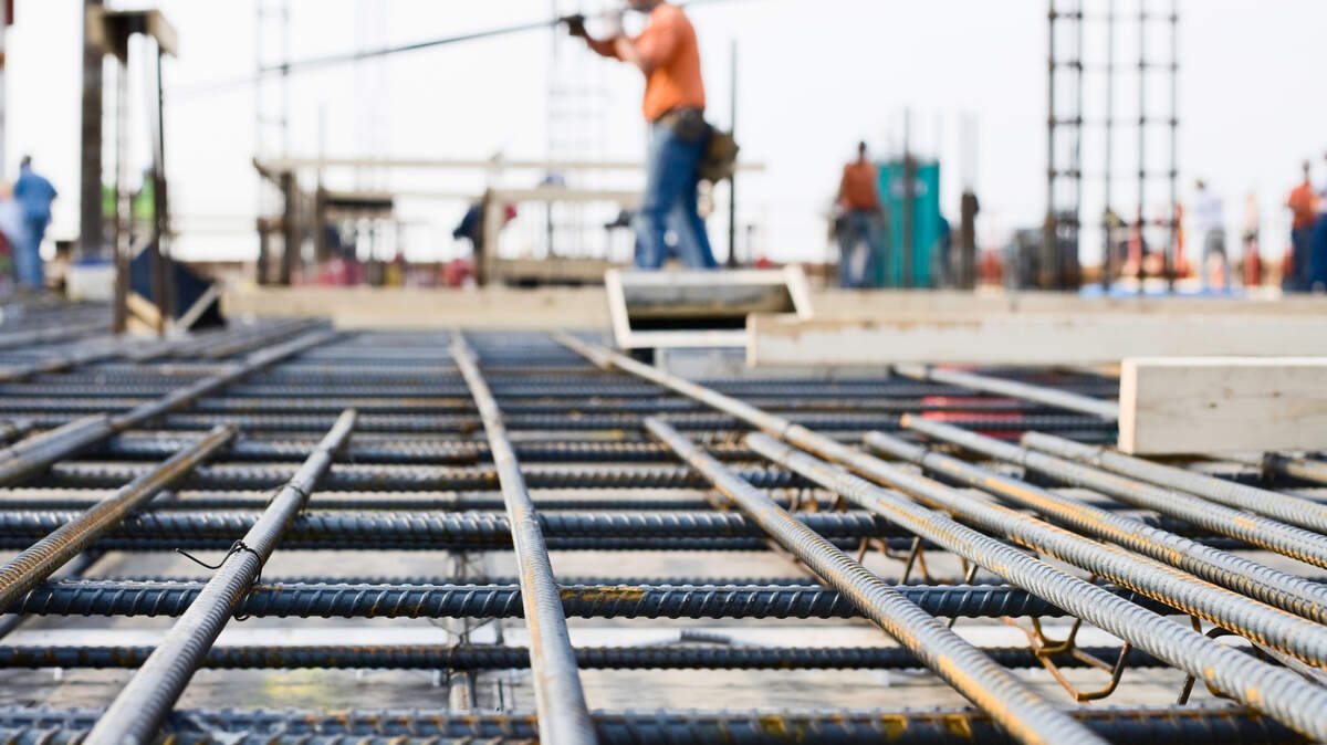 This rebar infrastructure will form the support for the concrete floor. This high rise will eventually be 35 stories high; the picture was taken on the ninth floor.
