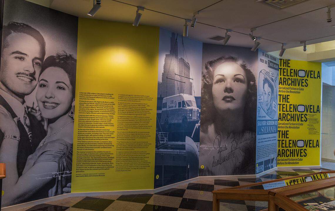 View of the posters of “The Telenovela Archives: Serialized Fiction in Cuba Before the Revolution” exhibit on display at the Cuban Heritage Collection at the Roberto C. Goizueta Pavillion on the University of Miami's Otto G. Richter Library, on Wednesday October 29, 2025.