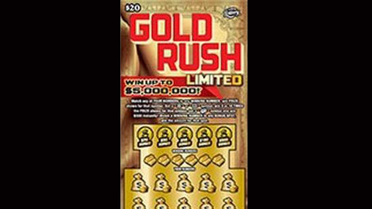 Billete del juego de raspadito Gold Rush Limited de la Lotería de la Florida.