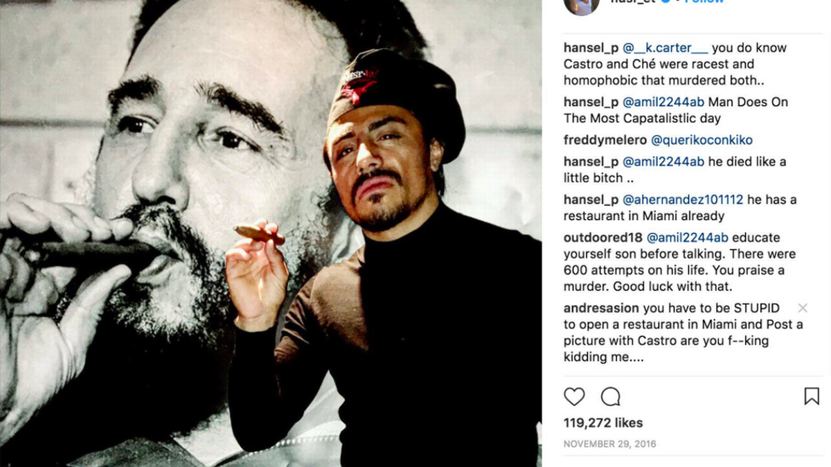 Imagen tomada de la pantalla de la cuenta de Instagram del chef 'Salt Bae' Nusret Gökçe en noviembre de 2016.