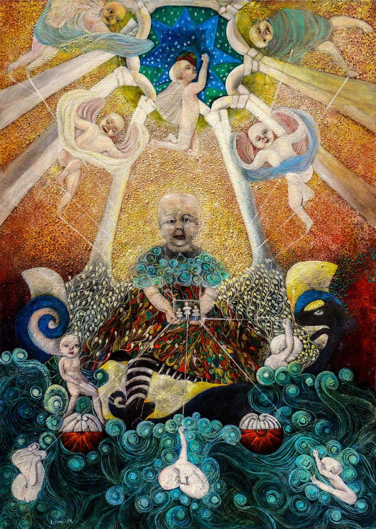 ‘Me and My Sisters (Yo y mis hermanas), 1988, acrílico sobre lienzo, 54 x 38 pulgadas.