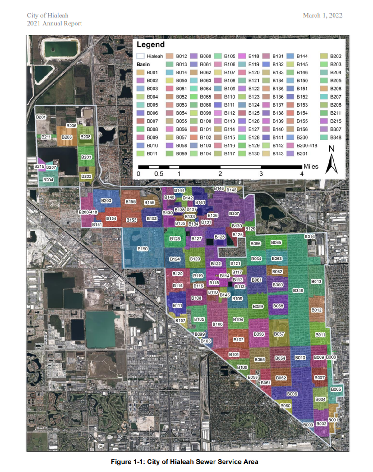 Área del servicio de alcantarillado de la Ciudad de Hialeah