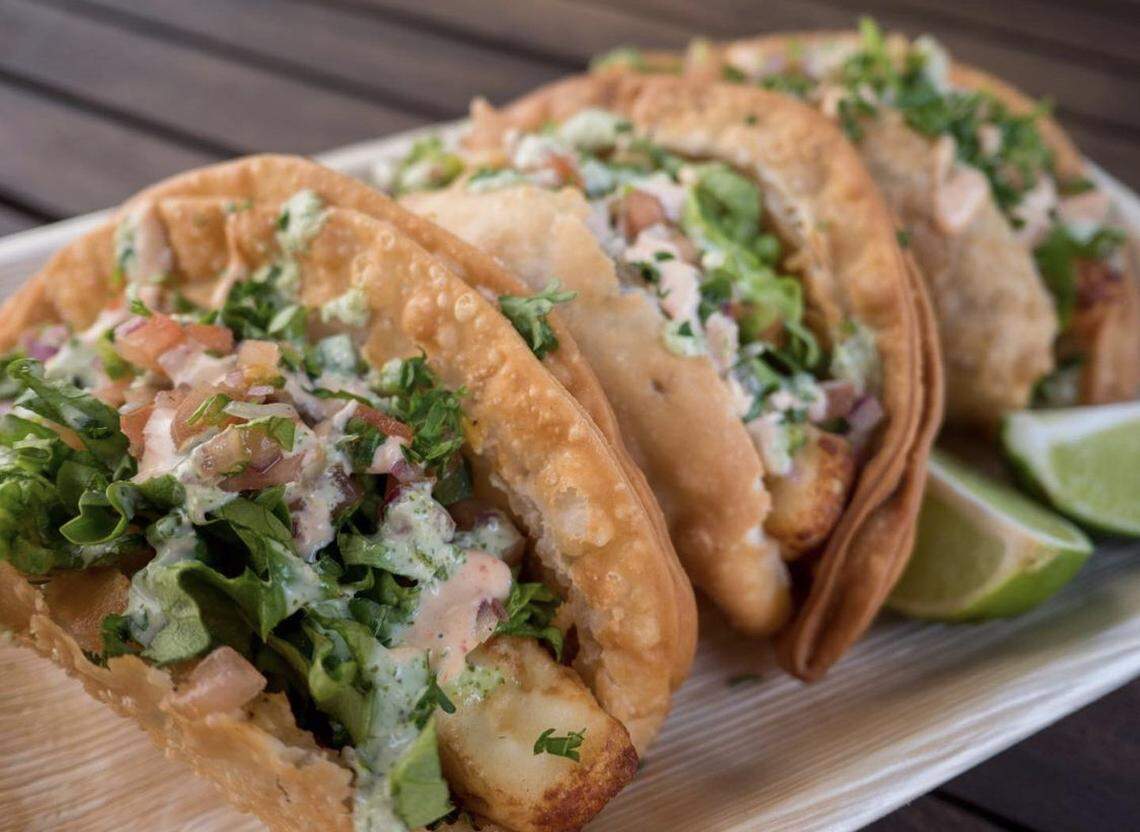 Empanada tacos, a Mi Tierra creation.