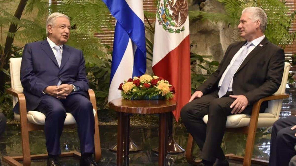 The Mexican president, Andrés Manuel López Obrador, and Cuba’s leader Miguel Díaz-Canel, spoke on Sunday, May 8, 2022.