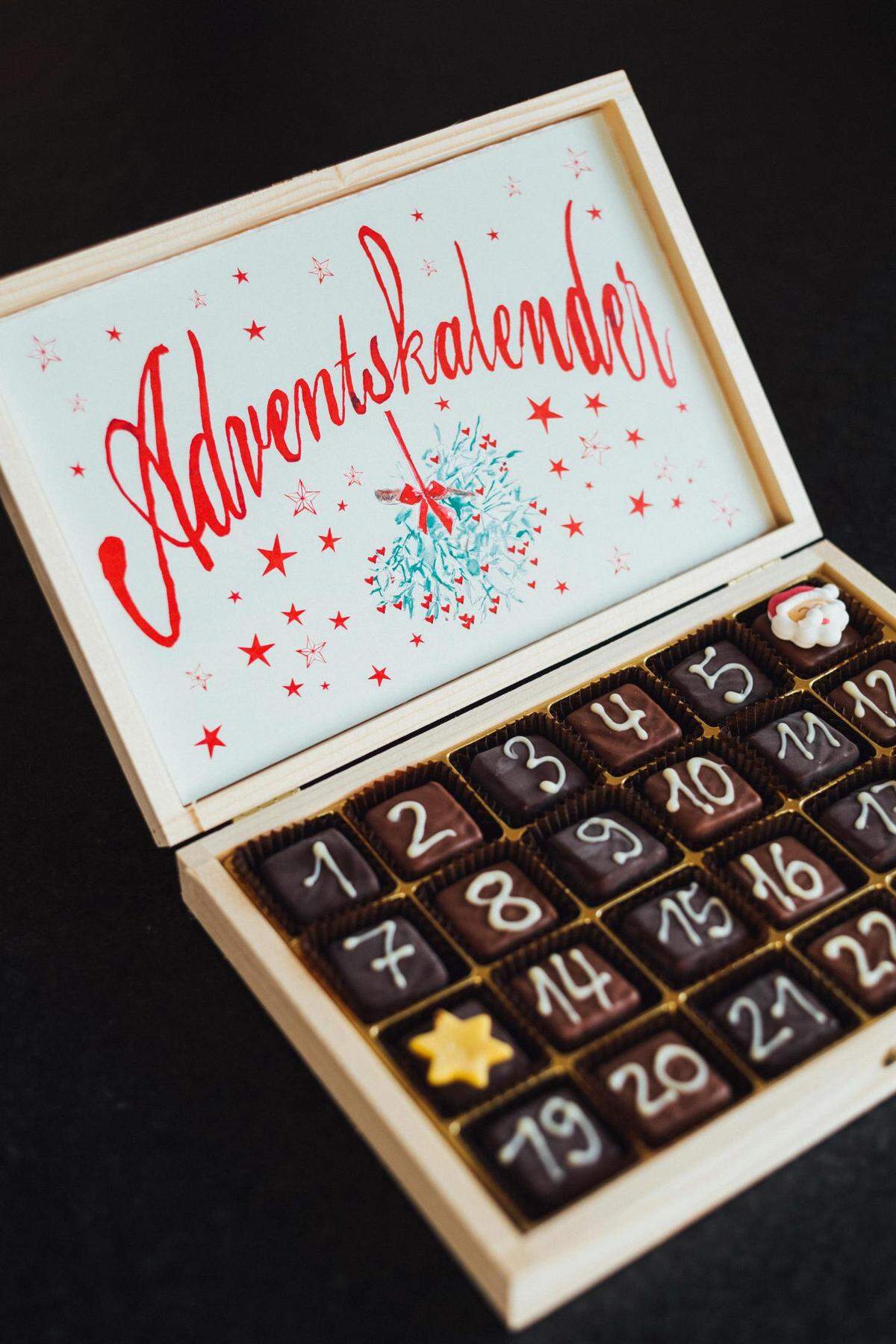 Calendario tradicional de Adviento con chocolates.