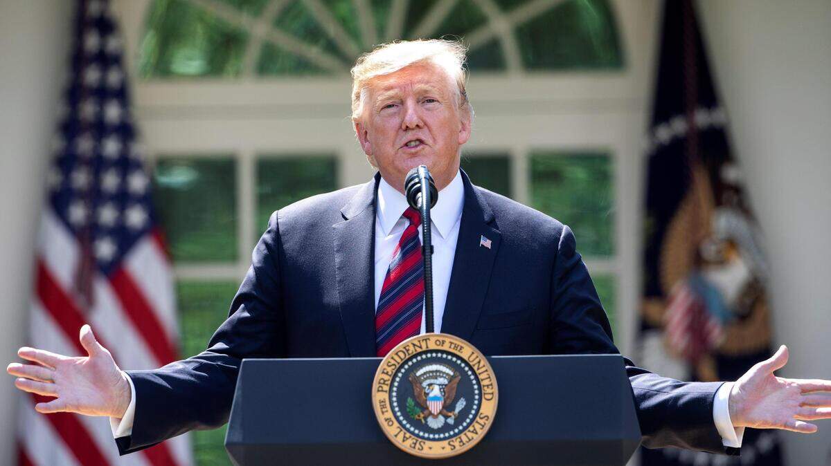 El presidente de Estados Unidos Donald J. Trump habla en el Jardín Rosado de la Casa Blanca en Washington, el jueves 16 de mayo del 2019.