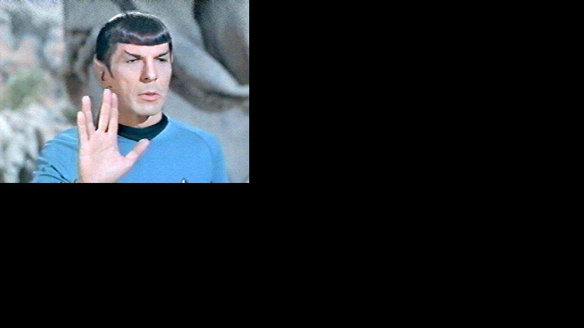 Captura de video del actor Leonard Nimoy en el episodio de 1969 de Star Trek titulado "The Savage Curtain". 