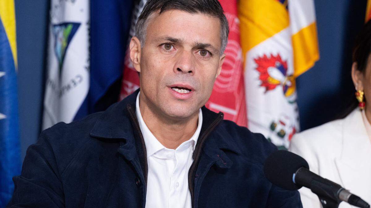 Venezuelan opposition leader Leopoldo Lopez speaks at a press conference in association with the World Liberty Congress to urge action on political prisoners around the world, at the National Press Club in Washington, DC, March 12, 2024. (Photo by SAUL LOEB / AFP) (Photo by SAUL LOEB/AFP via Getty Images)