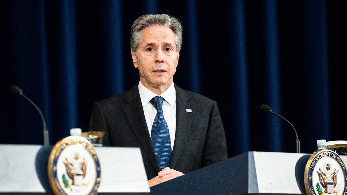 El secretario de Estado de Estados Unidos, Antony Blinken, participa en una conferencia de prensa en Washington, D.C., el 29 de enero de 2024.