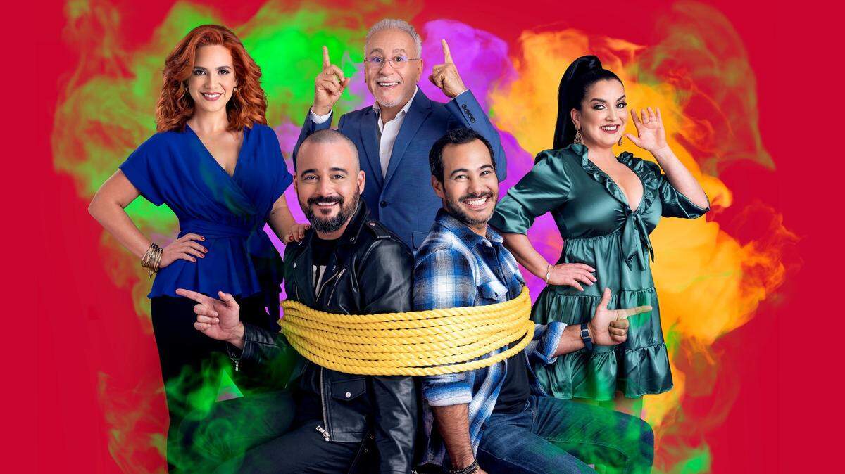 Elenco de ‘Burundanga’. Desde la izquierda: Rachel Cruz, Ariel Texidó, Gerardo Riverón, Carlos Enrique Almirante y Edith Obregón