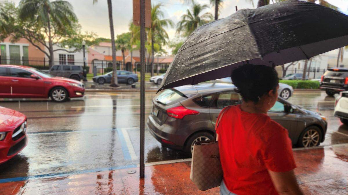 Un día de lluvia en Miami Beach.