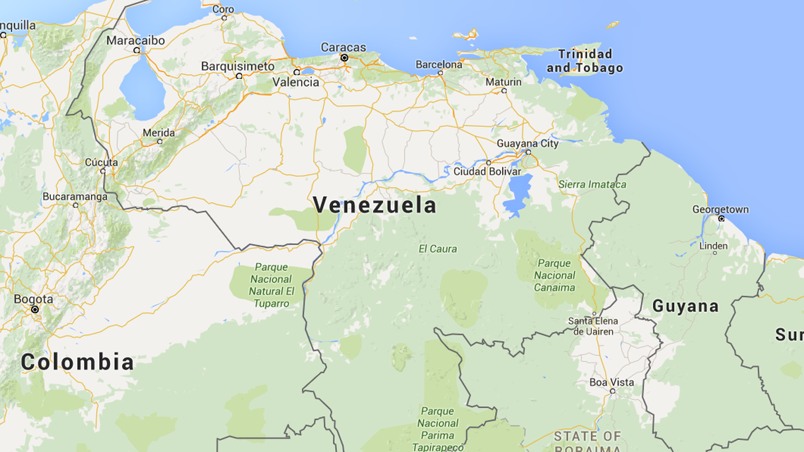 The frontier of Venezuela and Guyana.