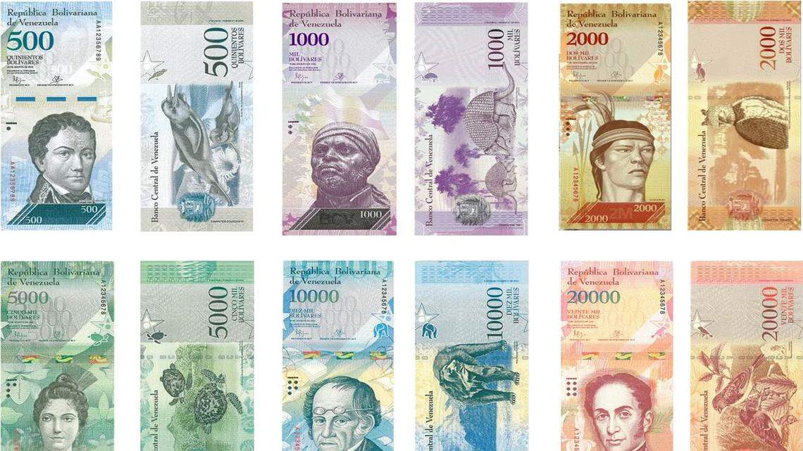 Estos son los nuevos billetes emitidos por el Banco Central de Venezuela. 