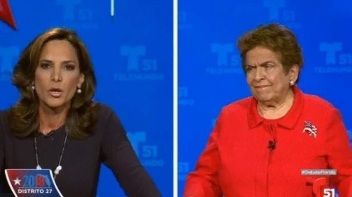 Maria Elvira Salazar (left) and Donna Shalala on Telemundo 51.