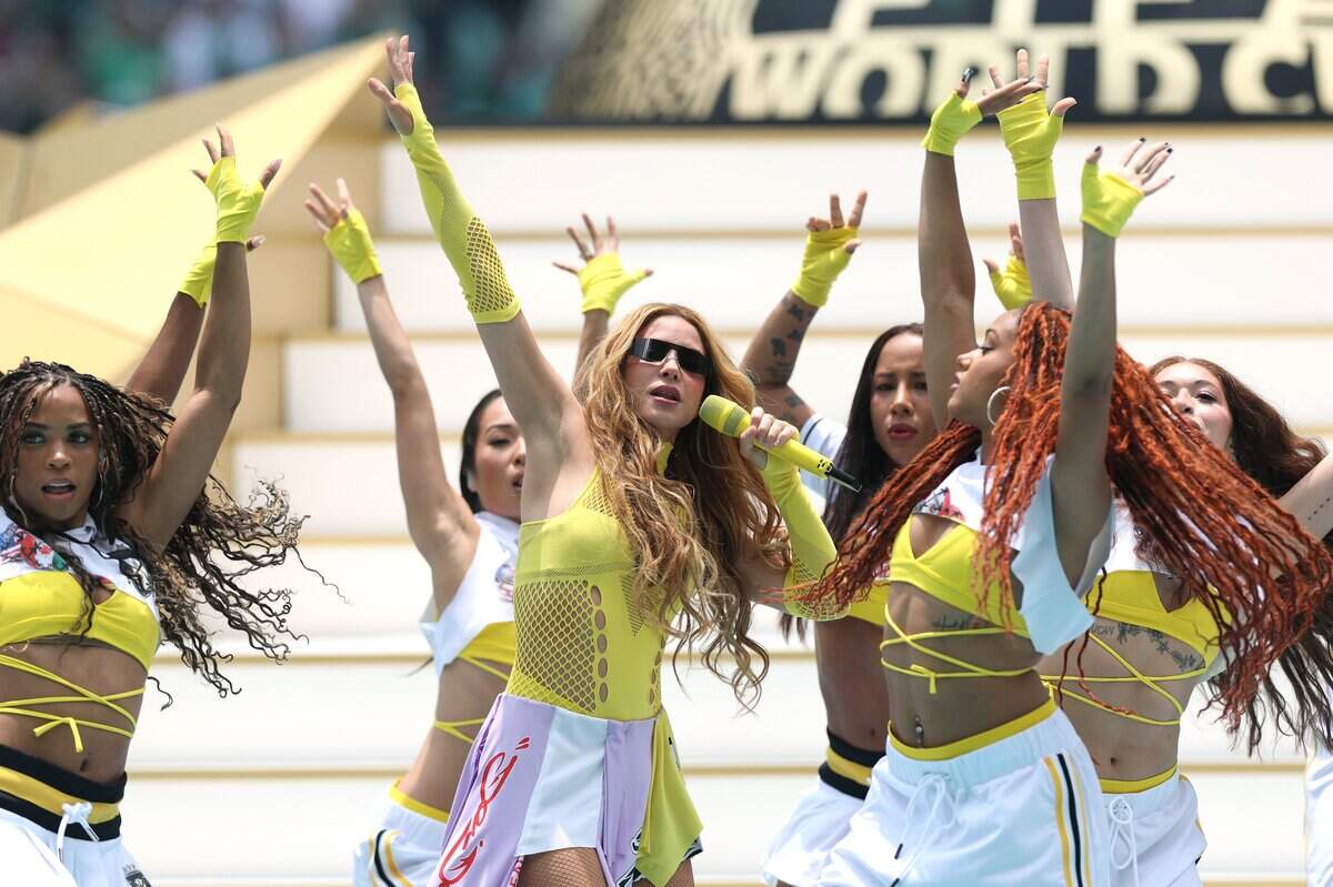 MEXICO CITY, MEXICO - JUNE 11: Shakira performs during the Opening Ceremony before the FIFA World Cup 2026 Group A match between Mexico and South Africa at Mexico City Stadium on June 11, 2026 in Mexico City, Mexico. (Photo by Carl Recine/Getty Images)