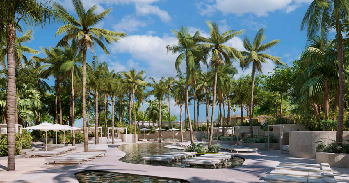 Una representación del área de la piscina en Pier Park, el proyecto propuesto en el sitio de Nikki Beach.