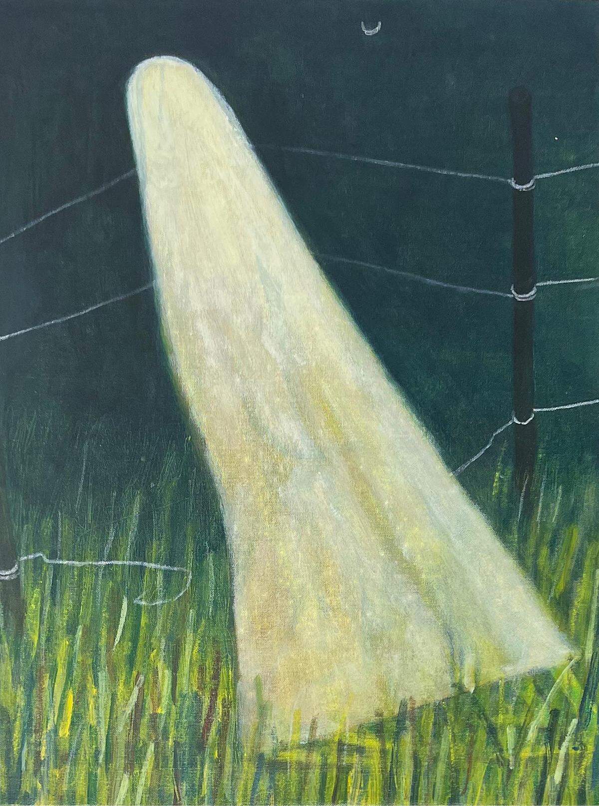 ‘A Weird Night’, 2026, de Jeehye Song, acrílico sobre lienzo, 22 x 16 pulgadas.