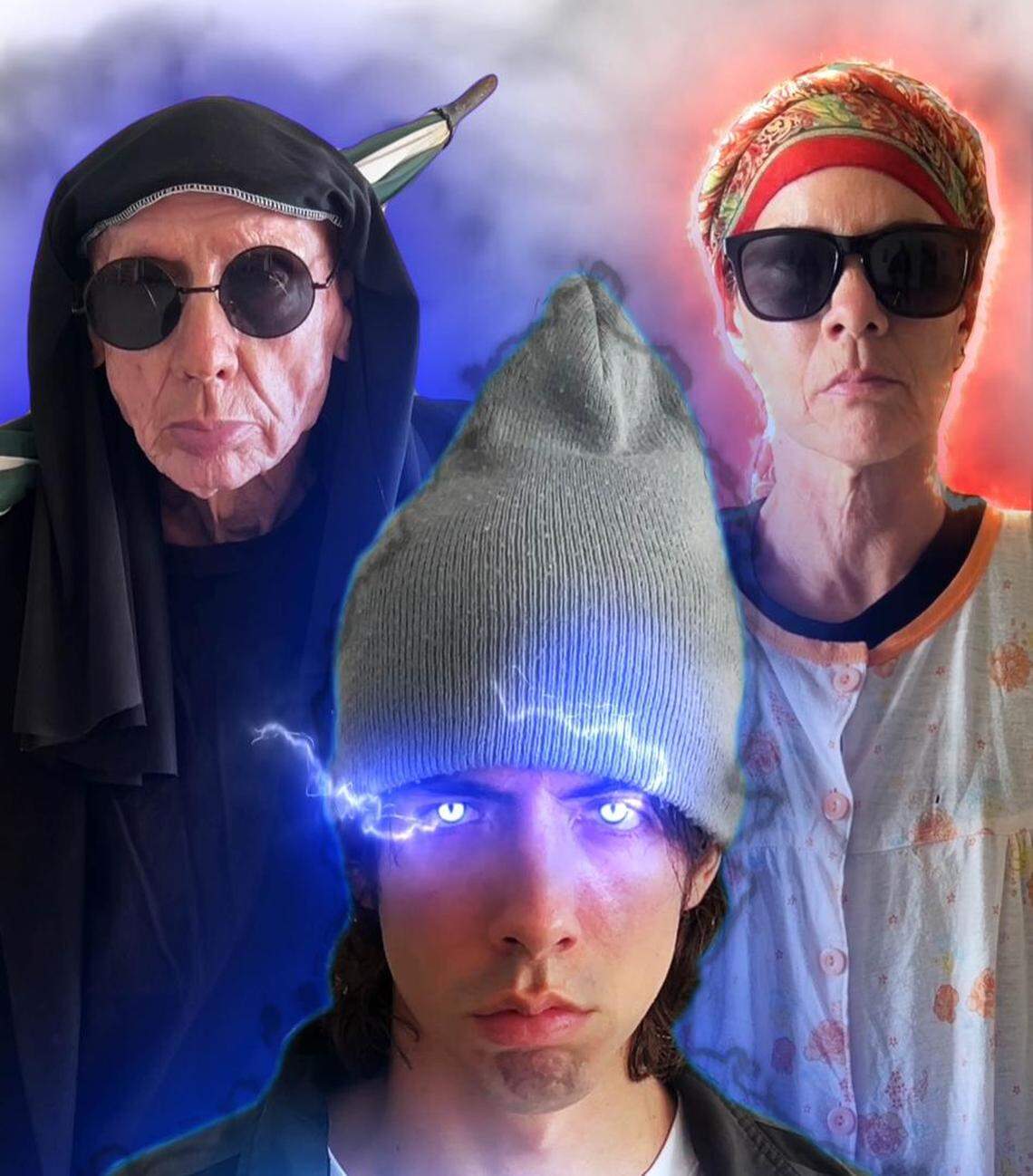 Leonardo del Valle (center) in an image created with his parents, Jesús del Valle and Irina Pino, for his Tortilla Cubana page. 