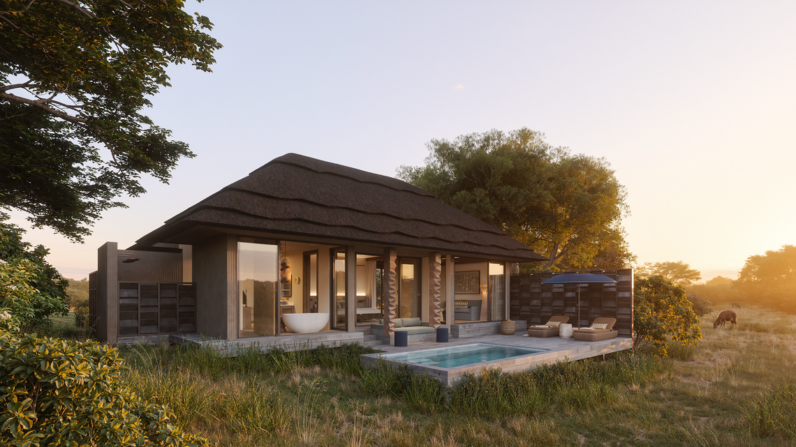 Ocho Suites Elefante exquisitamente decoradas con puertas de cristal de piso a techo y techos abovedados.