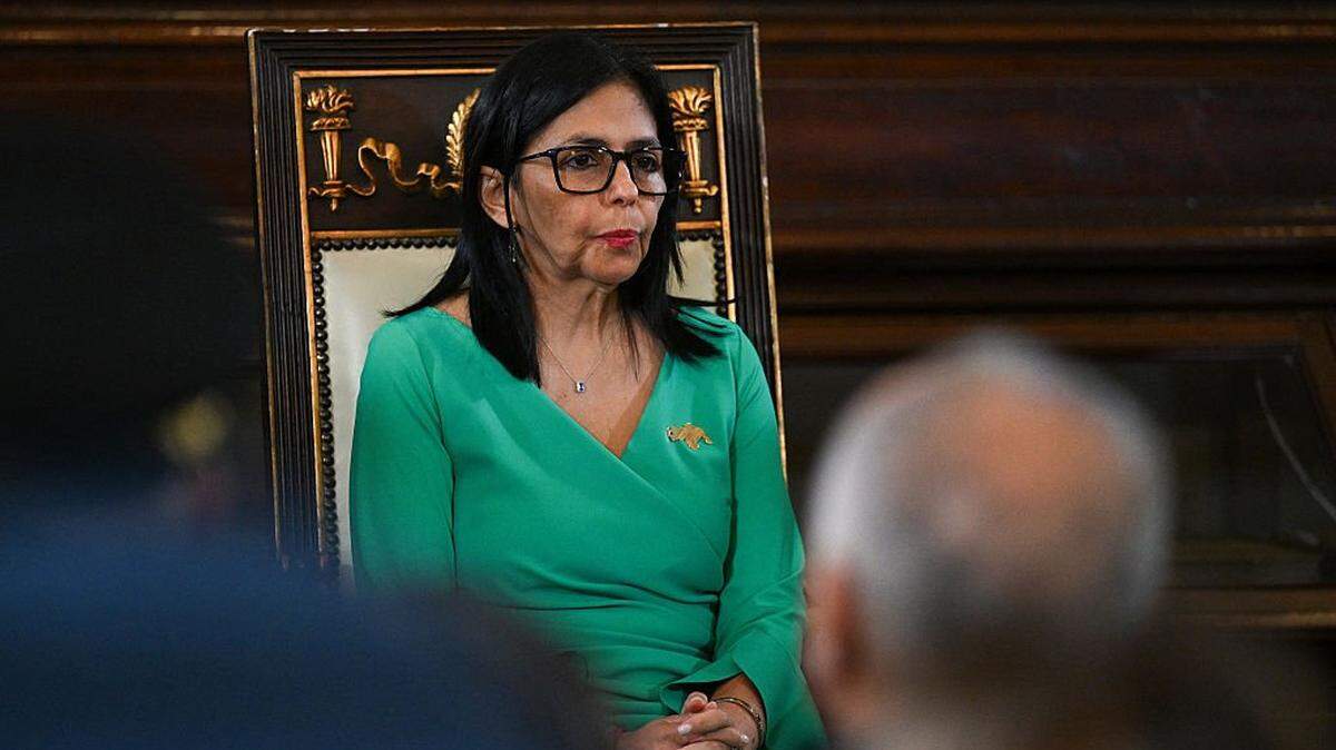 Venezuela's vice-President Delcy Rodriguez attends a session of the National Assembly to swear in as Venezuela's interim President in Caracas on January 5, 2026. Venezuela's new parliament opened on January 5 with lawmakers chanting "Let's go Nico!" as they forcibly denounced the recent capture of leftist leader Nicolas Maduro in a US military operation on January 3. (Photo by Federico PARRA / AFP via Getty Images)