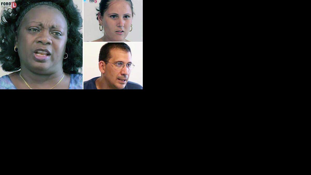 Berta Soler, Dayanez Ortiz y Antonio Rodiles.