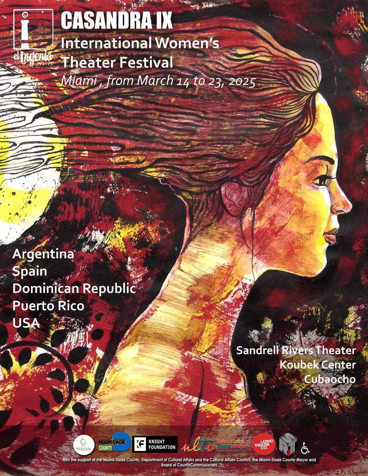 Cartel del IX Casandra International Women’s Theater Festival, diseño de Armando Tejuca.