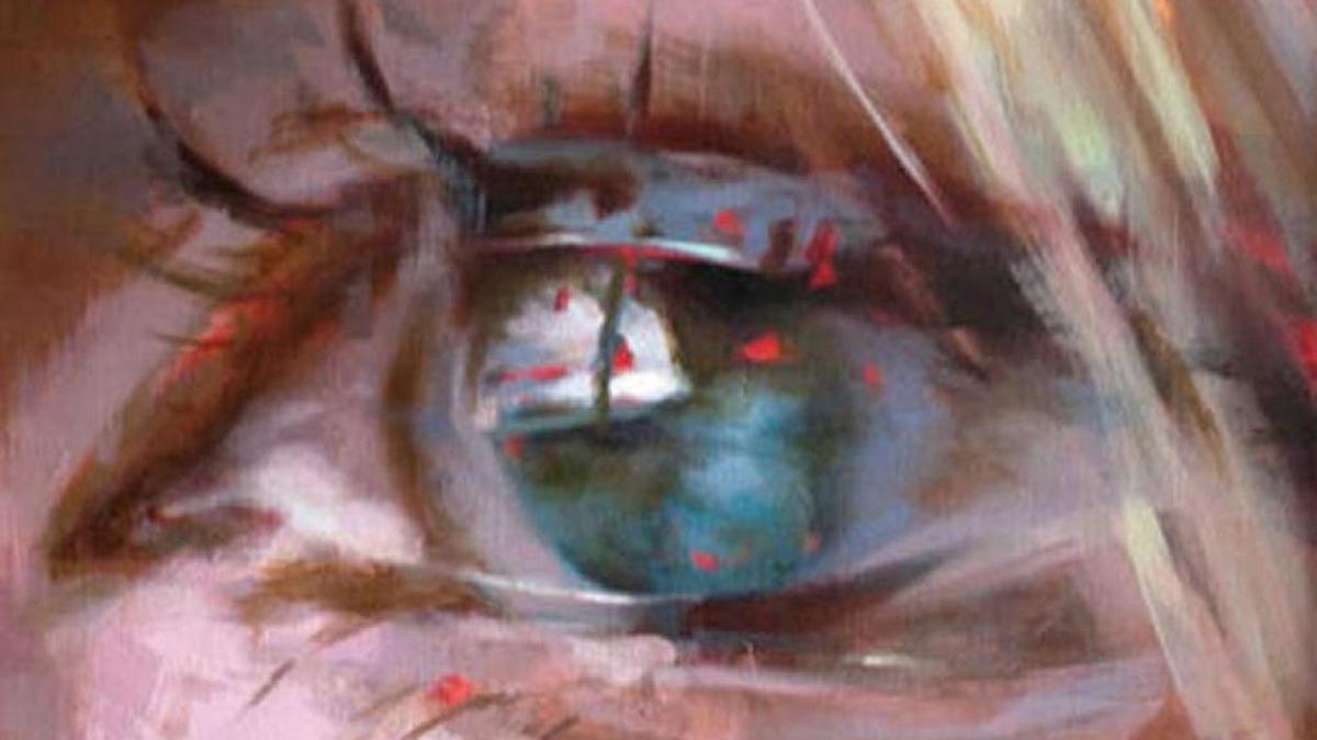 ‘Eye’, de Jerome Lagarrigue, óleo sobre lienzo, 29 x 29 pulgadas, en Waltman Ortega Fine Arts.