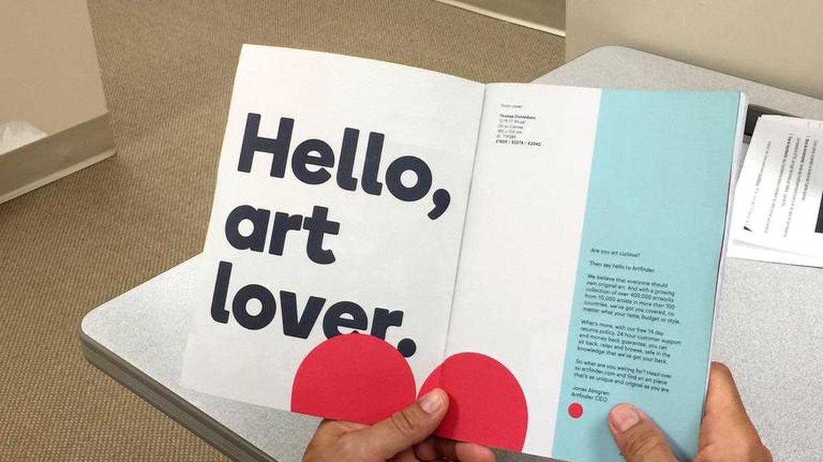 Fotografía del 6 de octubre de 2017, de un catálogo de la plataforma global Artfinder, en Miami, Florida (Estados Unidos), que empareja a artistas con amantes del arte o simplemente con quienes buscan algo que tenga “más alma” que un cartel enmarcado.